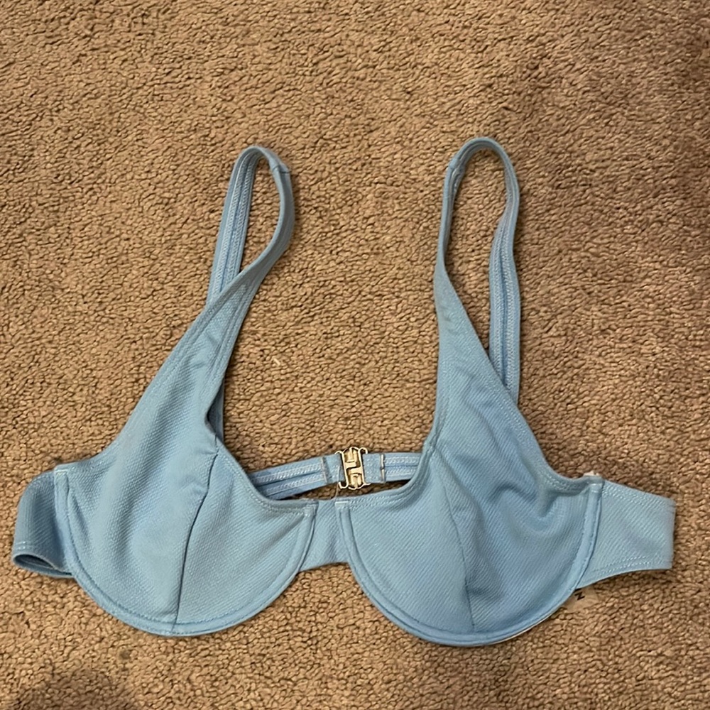 Blue bathing suit top with inserts